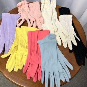 Colorful Vintage Gloves 6 pairs and 2 singles bright fun